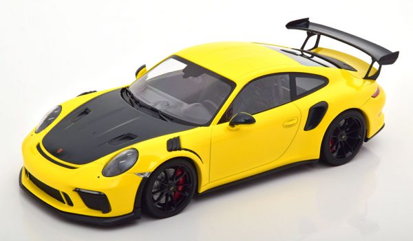 Porsche 911 (991 II) GT3 RS 2018 "Weissach Package" Geel / Zwart 1-18 Minichamps Limited 402 Pieces