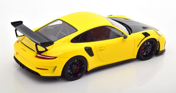 Porsche 911 (991 II) GT3 RS 2018 "Weissach Package" Geel / Zwart 1-18 Minichamps Limited 402 Pieces