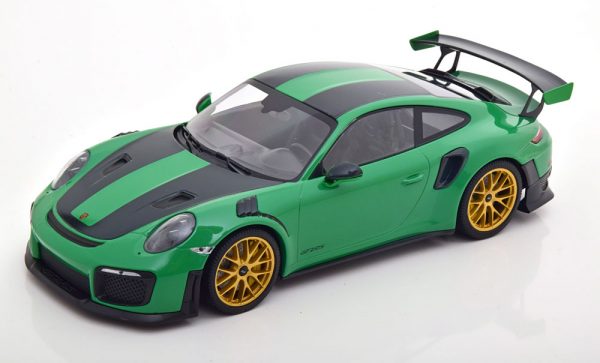 Porsche 911 (991/2) GT2 RS 2018 "Weissach Package" ( met gouden velgen ) Groen / Zwart 1-18 Minichamps Limited 300 Pieces