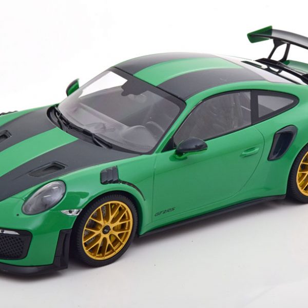 Porsche 911 (991/2) GT2 RS 2018 "Weissach Package" ( met gouden velgen ) Groen / Zwart 1-18 Minichamps Limited 300 Pieces