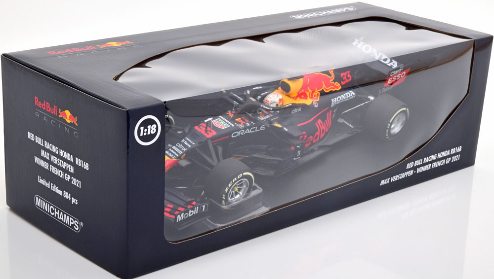Red Bull Racing Honda RB16B Winner French GP 2021 World Champion Max Verstappen 1-18 Minichamps Limited 804 Pieces