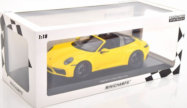 Porsche 911 (992) Targa 4 GTS 2021 Racing Geel 1:18 Minichamps Limited 300 Pieces