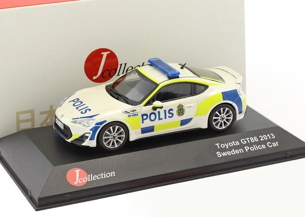Toyota GT86 Sweden Police Car 2013 Wit / Geel / Blauw 1:43 J.Collection