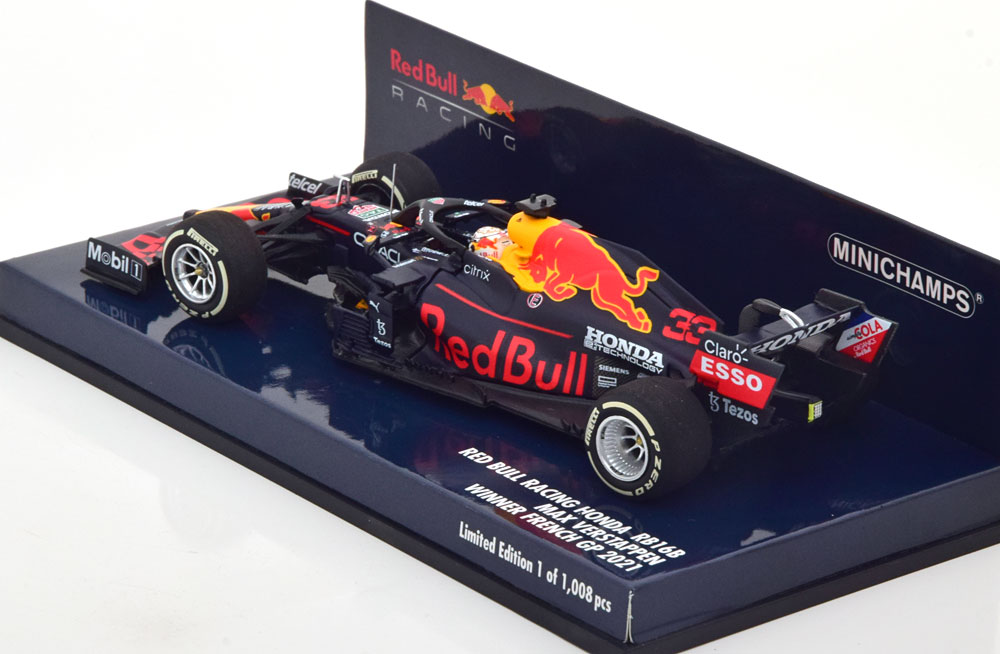 Red Bull Racing RB16B Winner GP French 2021, World Champion Max Verstappen 1-43 Minichamps Limited 1008 Pieces