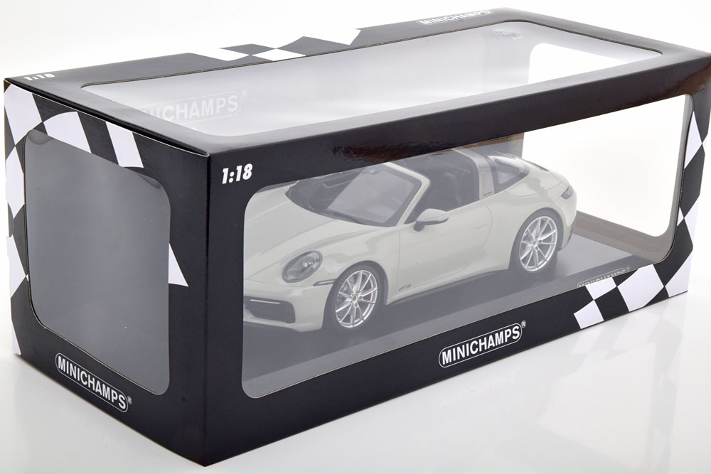 Porsche 911 (992) 4 GTS Targa 2021 Grijs 1-18 Minichamps