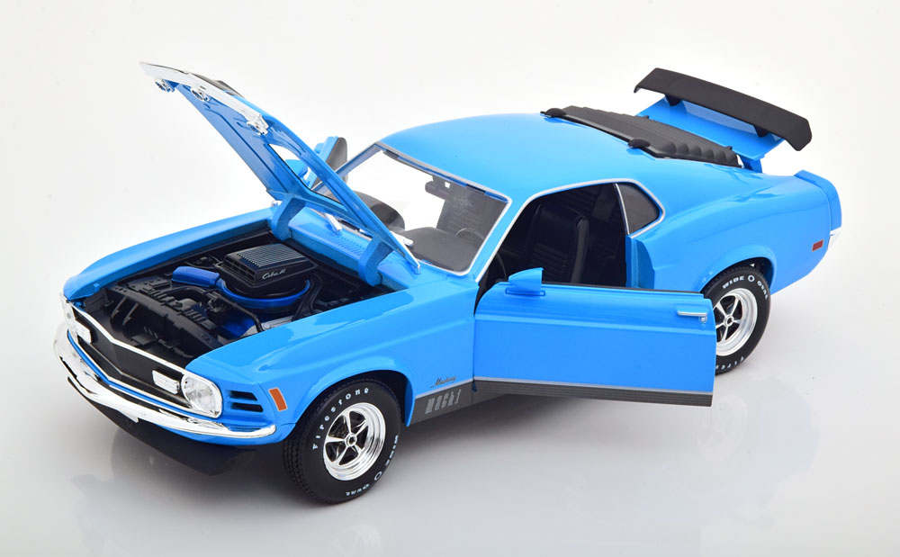 Ford Mustang Mach 1 1970 Blauw / Zwart 1-18 Maisto