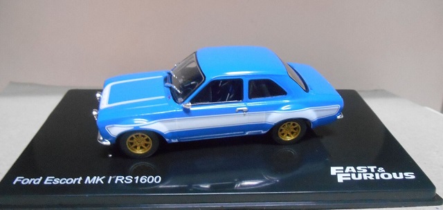 Ford Escort MKI RS1600 Fast & Furious Blauw / Wit 1-43 Altaya Fast & Furious Collection