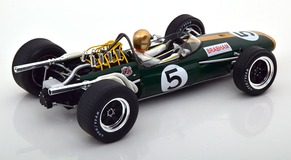 Brabham BT20 2nd GP Mexico 1966 Worldchampion Jack Brabham Groen / Goud 1-18 MCG Models