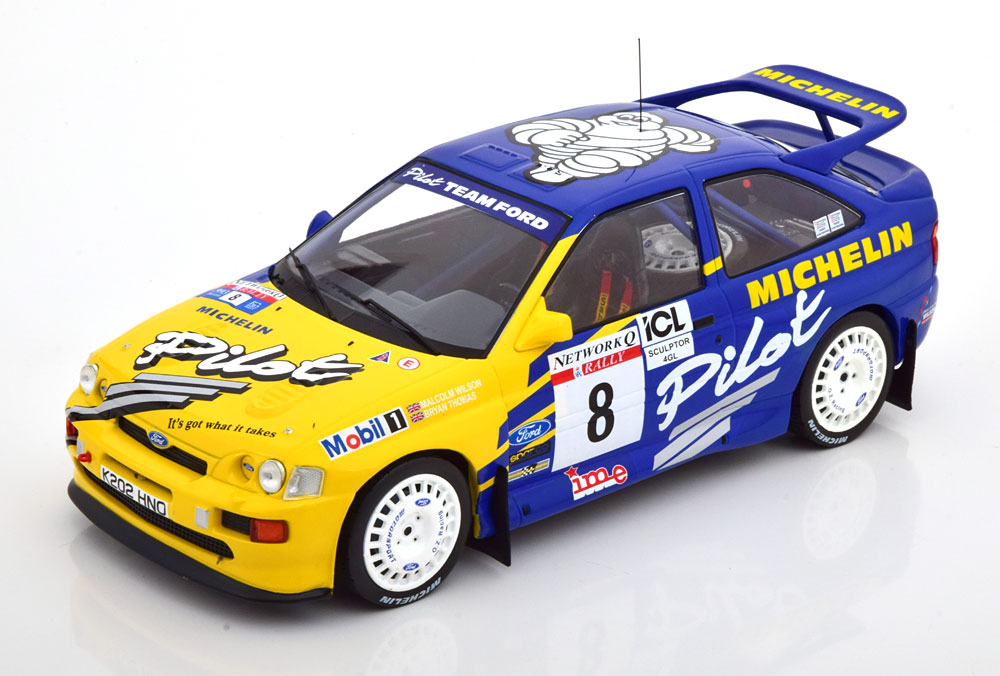 Ford Escort RS Cosworth #8 "Michelin" Rac Rally 1993 Blauw / Geel 1-18 Ixo Models