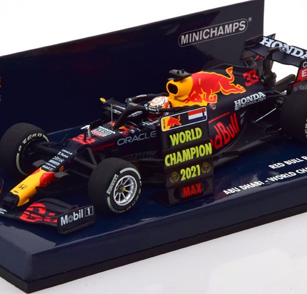 Red Bull Racing Honda RB16B GP Abu Dhabi 2021 World Champion Inkl. Pitboard Max Verstappen 1-43 Minichamps Limited 6000 Pieces