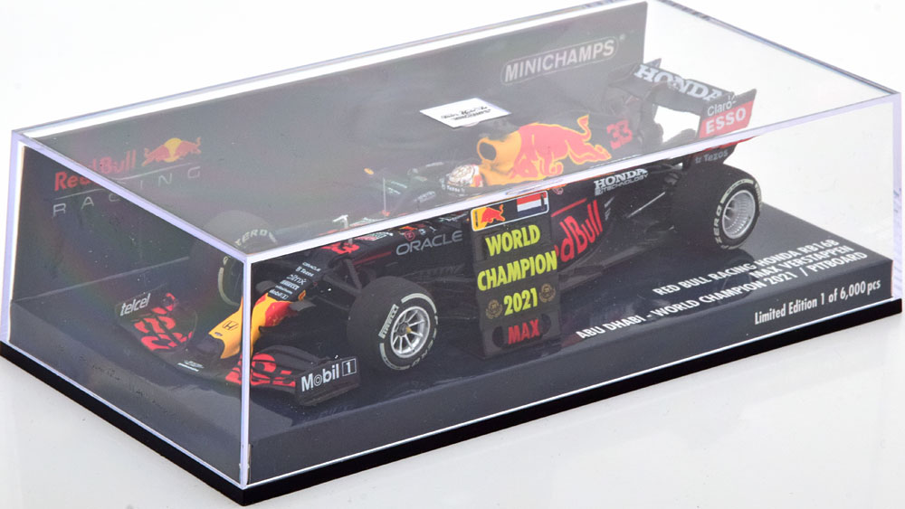Red Bull Racing Honda RB16B GP Abu Dhabi 2021 World Champion Inkl. Pitboard Max Verstappen 1-43 Minichamps Limited 6000 Pieces