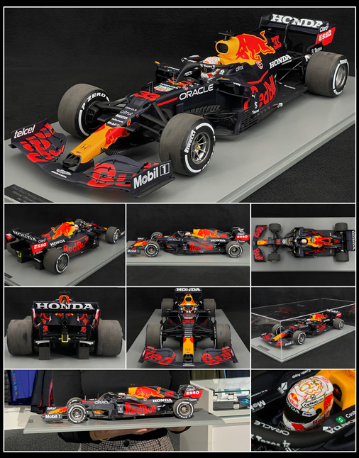 Red Bull Honda RB16B Winner GP Monaco World Champion 2021 Max Verstappen 1-12 Spark Inkl.Vitrine ( Resin )