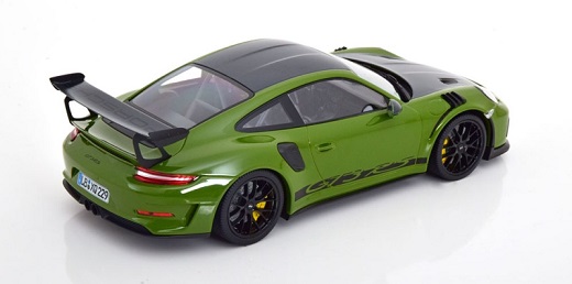 Porsche 911 991.2 GT3 RS Weissach Package Dark Green Wording With Black  Magnesium Wheels Minichamps 1/