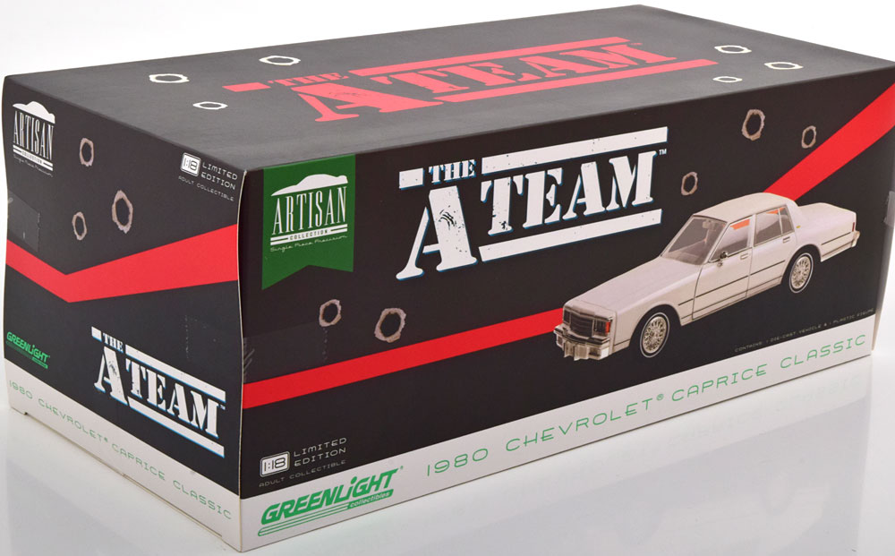 Chevrolet Caprice Classic 1980 "The A-Team" 1-18 Wit Greenlight Collectibles