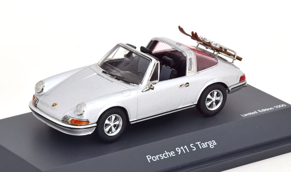 Porsche 911 S Targa & Ski Zilver 1-43 Schuco Limited 1000 Pieces