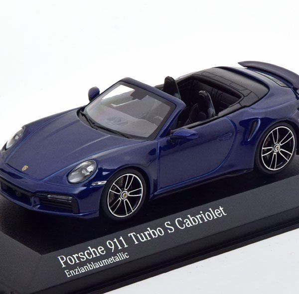 Porsche 911 (992) Turbo S Cabriolet 2020 Donkerblauw Metallic 1-43 Minichamps Limited 504 Pieces