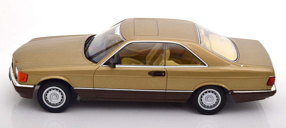 Mercedes-Benz 500 SEC (C126) 1987 1-18 Gold Metallic KK Scale (metaal)