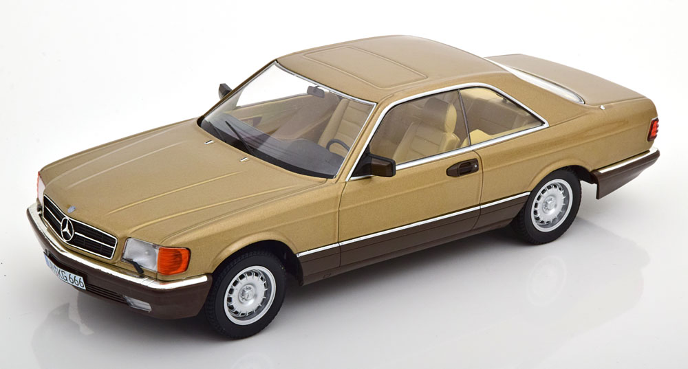 Mercedes-Benz 500 SEC (C126) 1987 1-18 Gold Metallic KK Scale (metaal)