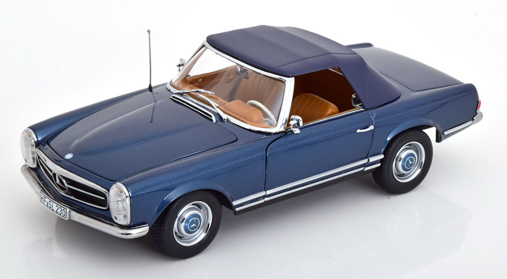Mercedes-Benz 230 SL (W113) Pagode 1963 (met afneembare Softtop) Blauw Metallic 1-18 Norev Limited 1000 Pieces