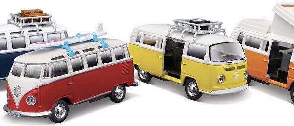 Volkswagen T2 Camper Oranje / Wit 1-43 Maisto