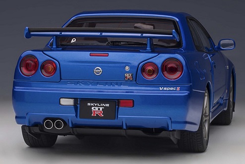Nissan Skyline GT-R (R34) V-SPEC II 2001 Blauw Metallic 1-18 Autoart