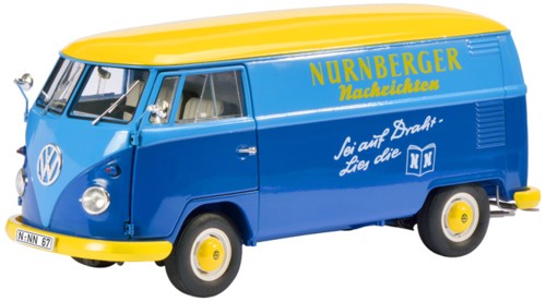 Volkswagen T1 Transporter "Nürnberger Nachrichten" 1-18 Blauw/Geel Schuco Limited 1000 pcs.