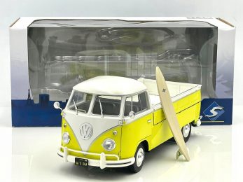 Volkswagen T1 Pick-Up 1950 inclusief surfplank Geel/Wit 1-18 Solido