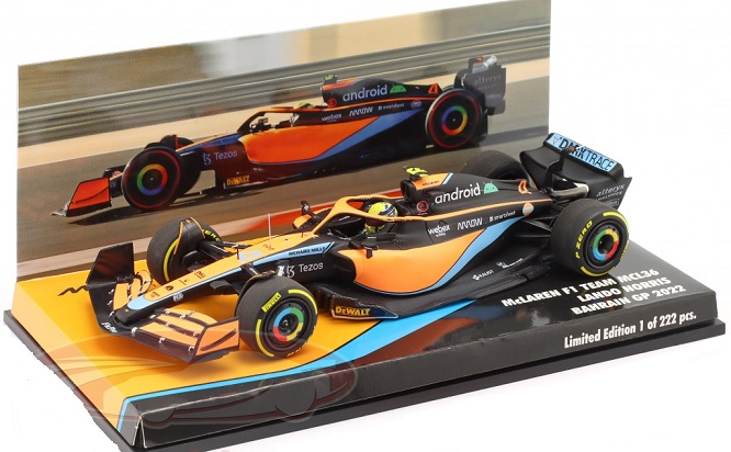 McLaren F1 Team MCL36 #4 Bahrain GP 2022 Lando Norris 1:43 Minichamps Limited 222 Pieces