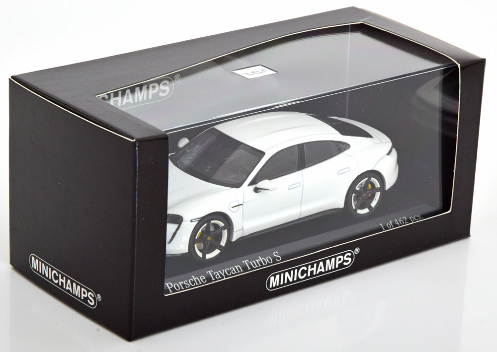 Porsche Taycan Turbo S 2019 Wit Metallic 1-43 Minichamps Limited 462 Pieces