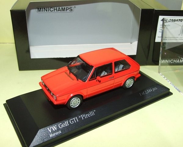 Volkswagen Golf I GTI 1983 "Pirelli" Rood 1-43 Minichamps Limited 2544 Pieces