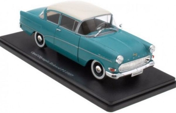 Opel Olympia Rekord PI 1957 Turquoise/Wit 1-24 Altaya Opel 1-24 Collection