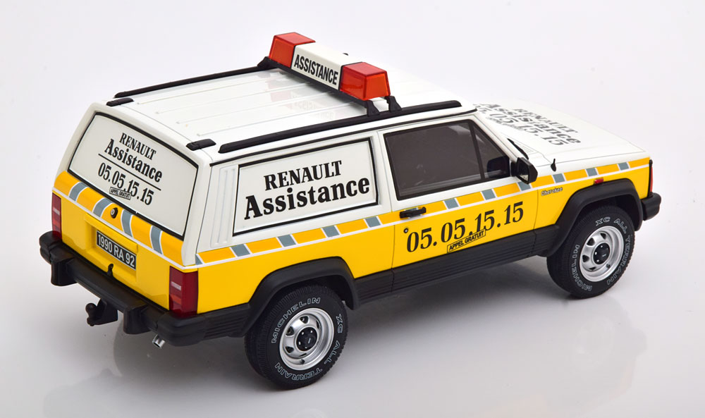 Jeep Cherokee 1989 "Renault Assistance" Wit / Geel / Zwart 1-18 Ottomobile Limited 2000 Pieces