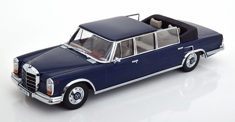 Mercedes-Benz 600 LWB (W100) Landaulet 1964 Donkerblauw 1-18 KK-Scale (Metaal)