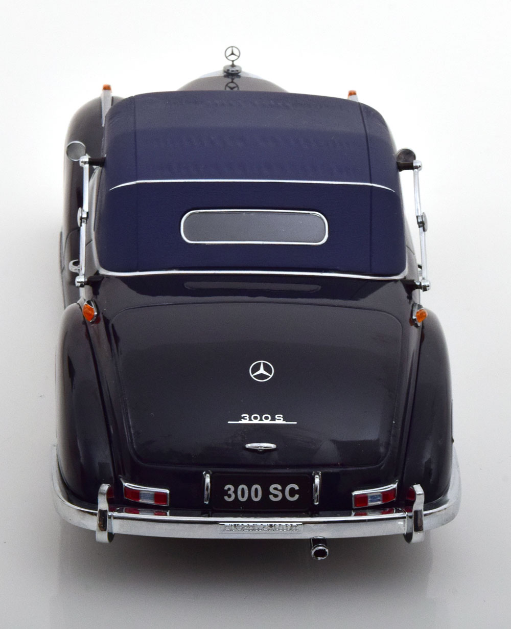 Mercedes-Benz 300 SC Cabriolet (W188) 1967 (met Softtop) Donkerblauw 1-18 KK-Scale (Metaal)