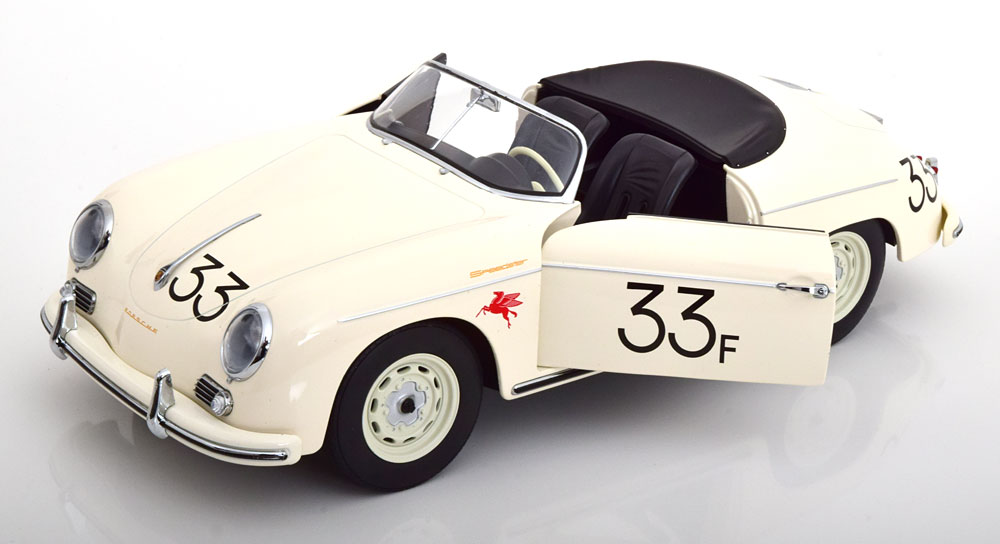 Porsche 356 A Speedster 1955 No.33 "James Dean" Wit 1-12 KK-Scale (Metaal)