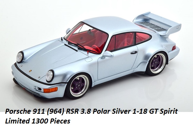 Porsche 911 RSR 3.8 (964) Polar Silver 1-18 GT Spirit Limited 1300 Pieces