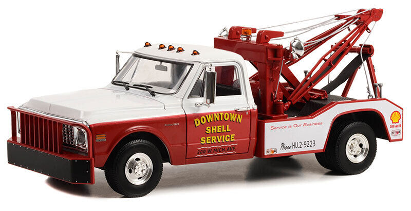 Chevrolet C-30 Dually Wrecker 1972 Downtown Shell Service 1-18 Rood/Wit Greenlight