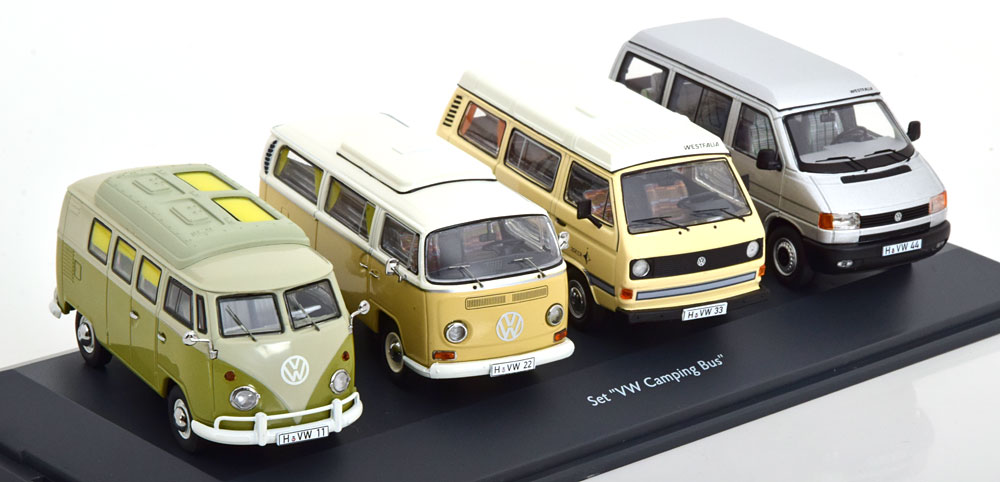 Volkswagen Camping Bus Set (met T1, T2 , T3 ,T4 ) 1-43 Schuco
