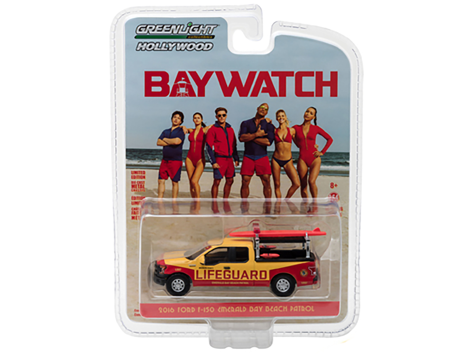 Ford F-150 Emerald Bay Beach Patrol 2016 "Baywatch" 1-64 Geel/Rood Greenlight Hollywood Series