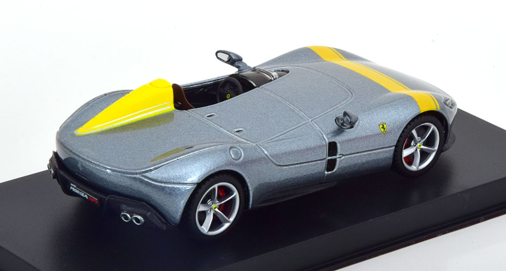 Ferrari Monza SP1 2018 Grijs Metallic / Geel 1-43 Burago Signature Series