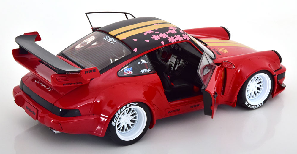 Porsche 911 (964) RWB Rauh Welt "Red Suzuka" 2021 Rood / Goud / Matzwart 1-18 Solido