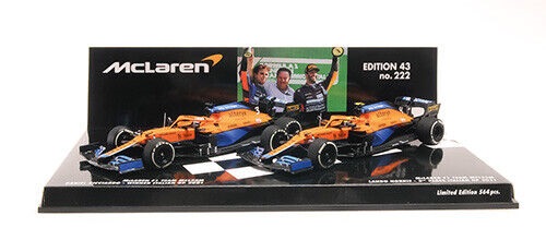 2-Car Set McLaren F1 Team MCL35M Italy GP 2021 1/2 Finish Winner D.Ricciardo / L.Norris 1-43 Minichamps Limited 564 Pieces