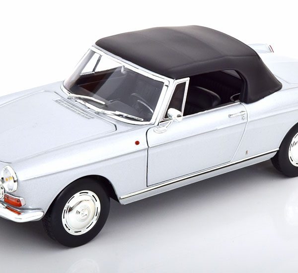 Peugeot 404 Cabriolet 1967 Zilver ( met afneembare Sofftop ) 1-18 Norev