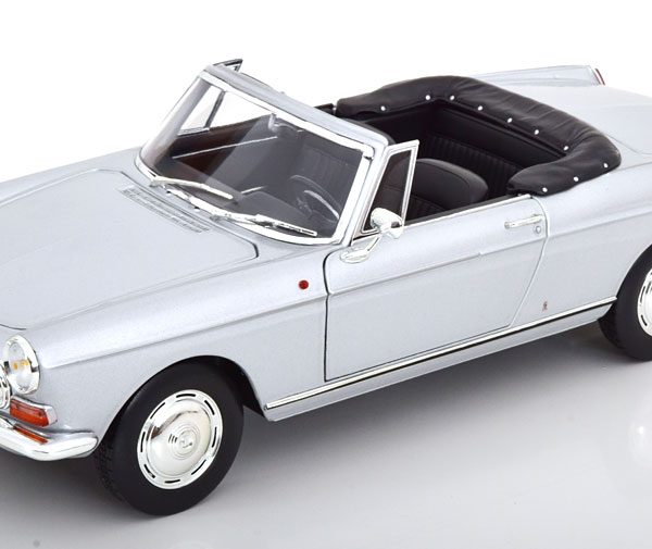 Peugeot 404 Cabriolet 1967 Zilver ( met afneembare Sofftop ) 1-18 Norev