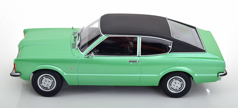 Ford Taunus GT Coupe 1971 "met Vinyldak" Groen Metallic / Zwart 1-18 KK-Scale