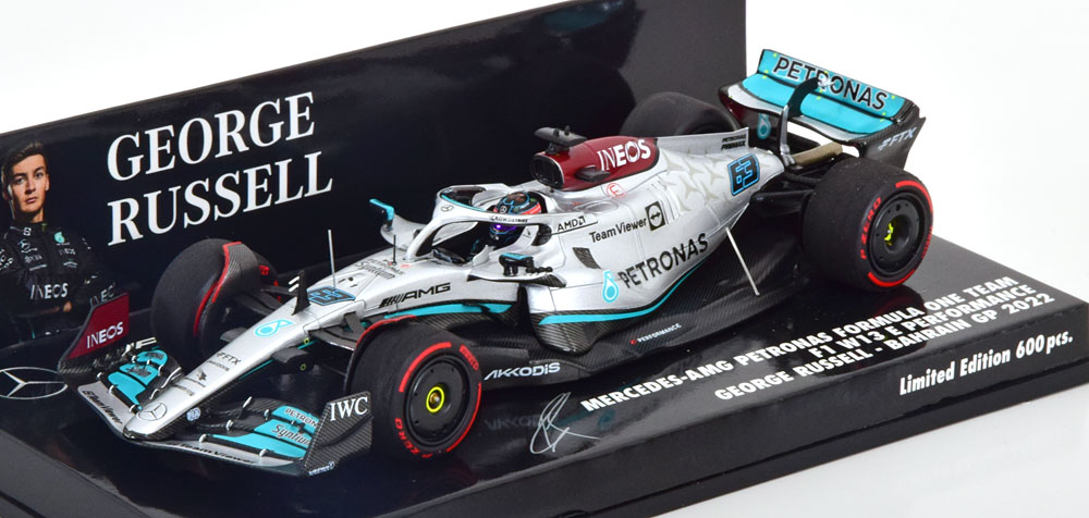 Mercedes-AMG Petronas F1 Team F1 W13 E Performance Bahrain GP 2022 George Russell 1-43 Minichamps Limited 600 Pieces