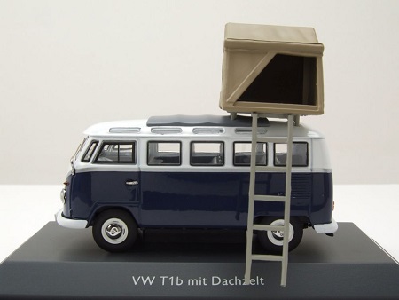 Volkswagen T1B Samba ( met Daktent ) Blauw / Wit 1-43 Schuco