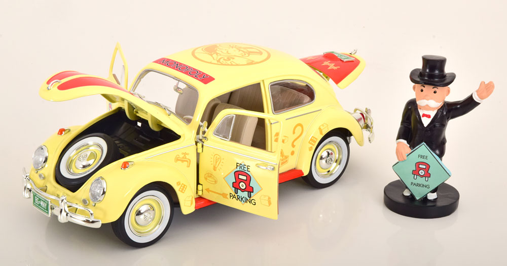 Volkswagen Beetle 1963 "Monopoly met Figuur Mr.Monopoly" 1-18 Ertl/Autoworld Limited Edition