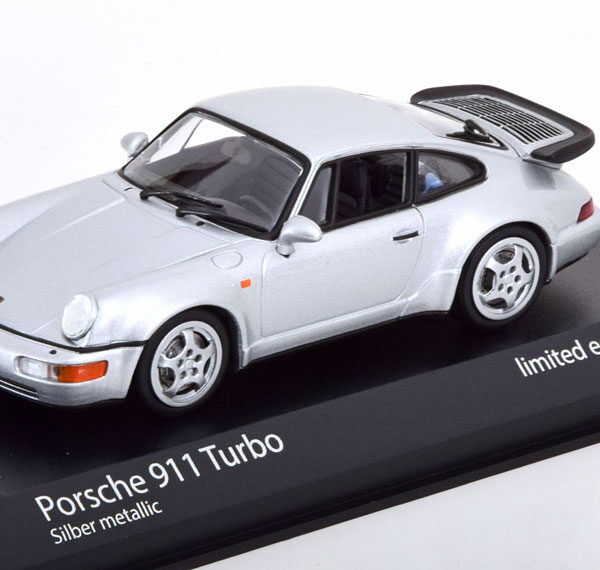 Porsche 911 (964) Turbo 1990 Zilver 1-43 Minichamps Limited 500 Pieces