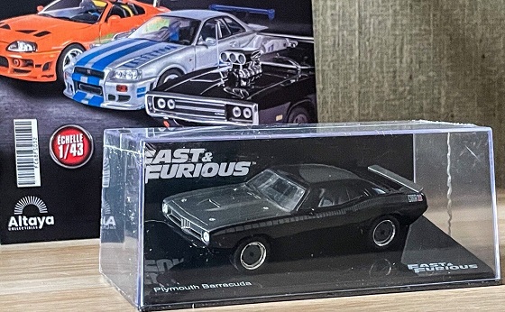 Plymouth Barracuda 1970 (Letty's Car) "Fast & Furious" Zwart 1-43 Altaya Fast & Furious Collection